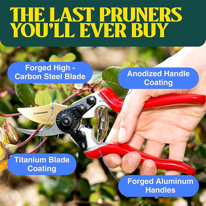 Haus & Garten PrecisionPRO Titanium Bypass Pruning Shears and Replacement Springs Bundle