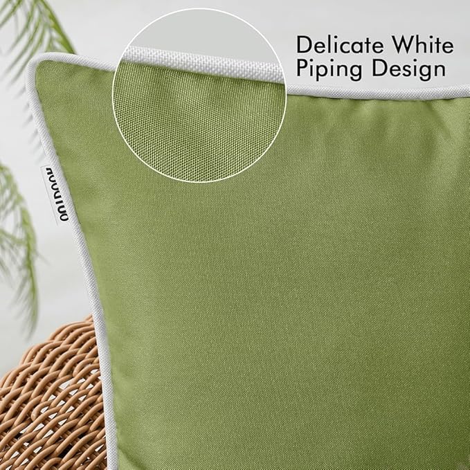 MIULEE Pack of 2 Outdoor Waterproof Pillow Covers Decorative Farmhouse Throw Pillow Covers Square Solid Color Couch Pillow Covers Spring for Patio Tent Bed Sofa Living Room 20x20 Inch Sage Green