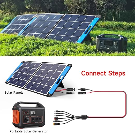 ELFCULB 6-in-1 Solar Panel Connector Kit, 12AWG Solar to XT60, Anderson, DC7909, DC6530, DC35135, DC5521 Connector Cable for Portable Station Solar Panel Generator(10FT)