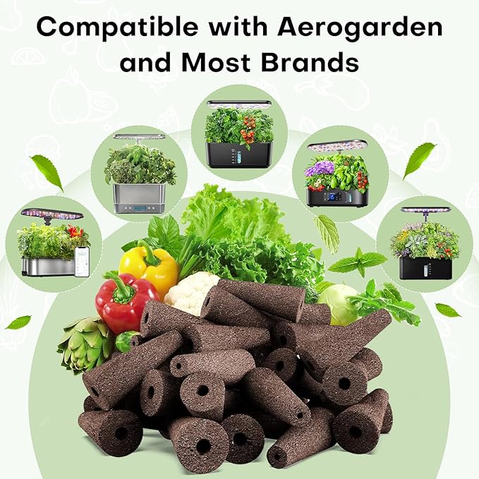 Ahopegarden 120 Pcs Seed Pod Kit for Aerogarden, Highly Breathable Hydroponics Replacement Pods Compatible with Most Indoor Hydroponic Systems,120 Grow Sponges & 120 Pod Labels
