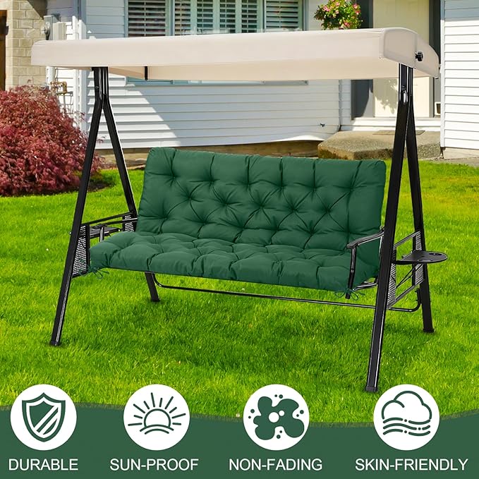 EverPine Outdoor Swing Cushion Replacement Patio Bench Cushion Waterproof Thick Seat Pad for Porch Swing Daybed Garden Sofa Furniture