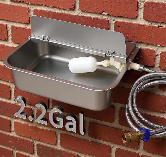 Automatic Dog Water Dispenser 8.3L/2.2Gal Auto-Fill Large Pet Water Bowl Hanging Indoor and Outdoor Large Waterer for Horse, Livestock Chickens