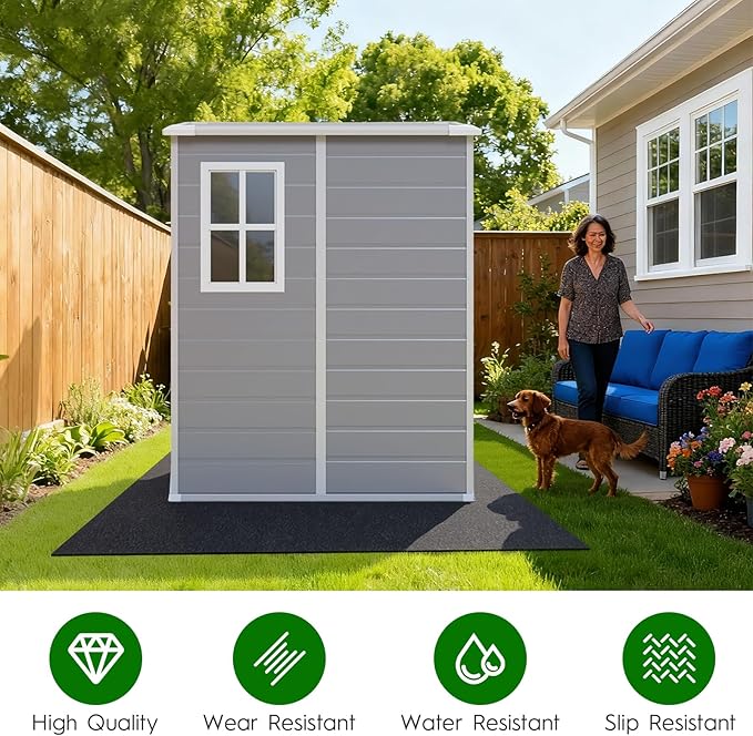 Outdoor Storage Shed Floor Mat Waterproof Thick 8.2x5.9 FT Shed Carport Mat with Non Slip Backing for Garden Shed, Patio Furniture, Garage, Backyard