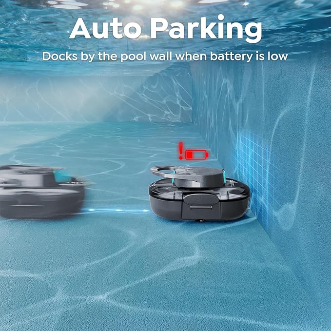 2026 TALOSBO S1 Pro Max Cordless Pool Cleaner – Dual Motor Suction, 130-Min Runtime, Fast Charging, Large-Capacity Filter Basket & Smart Self-Parking for Above-Ground Pools