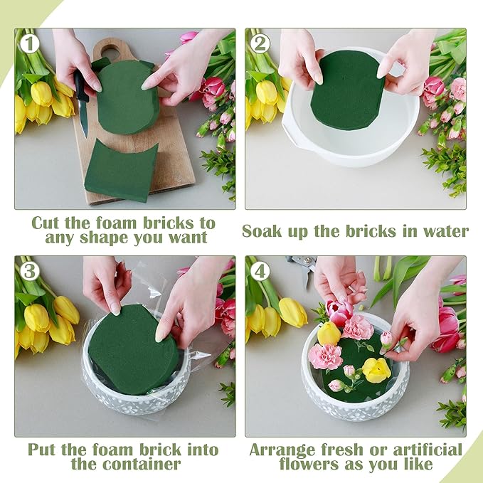 Hahood 48 Packs Floral Foam Blocks Wet & Dry Floral Foam Bricks 5.5x3.1x1.8 Inch Flower Arranging Kit for Fresh and Artificial Flowers Florist Foam Blocks for Wedding Home Decor