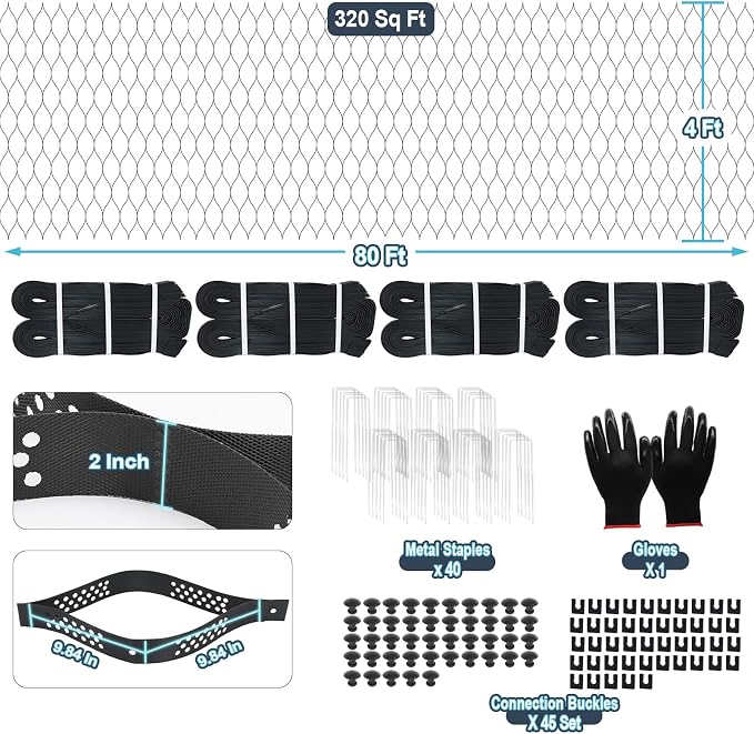 2" Thick Gravel Grid 4ft X 80ft, Gravel Stabilizer Grid for Pavers Base, Geogrid 1900 Lbs/Sq Ft Load with 85 Geocell Accessories & Gloves for Driveway Parking Ground Walkway Dirt Locker Slope