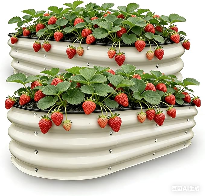 GrowHaus 4x2x1ft Galvanized Raised Garden Bed, Planter Boxes Outdoor Metal Garden Beds for Planting Vegetables Flowers Herbs Milk White 2 Pack