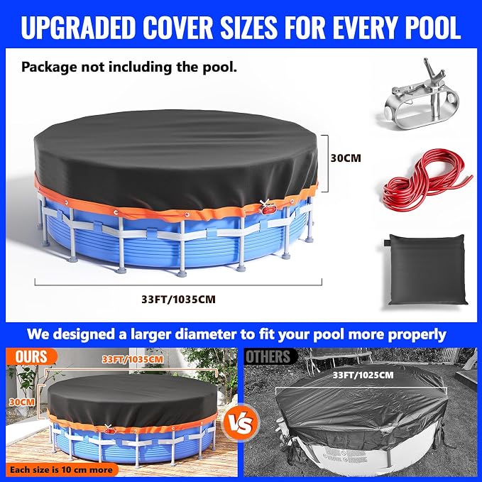 20Ft Round Pool Cover - Solar Covers for Above Ground Pools, Oxford Fabric Pool Covers for Above Ground Pools with Winch and Cable, Waterproof and Dustproof Swimming Pool Cover
