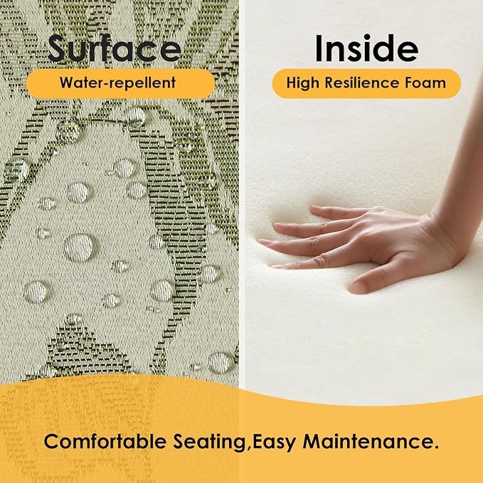 Outdoor Square Corner Seat Cushion, 19"x19"x3", Set of 4, Non Slip Seat Cushion Pads with Removable Cover for Patio Furniture, Garden Yard Lawn, Dark Green Vine