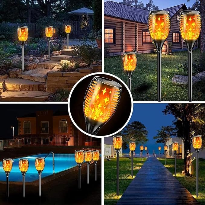 YoungPower 43'' Large Solar Torch Light Flickering Flames, Waterproof Outdoor Decoration Light for Yard Driveway, 6 Pack
