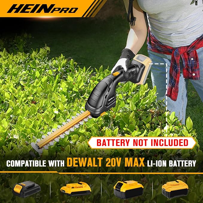 HEINPRO Hedge Trimmer Cordless Compatible with DEWALT 20V MAX Battery (No Battery), Electric Hedge Trimmer Cordless Grass Trimmer, Bush Trimmer Grass Shears Handheld for Yard, Garden, Lawn