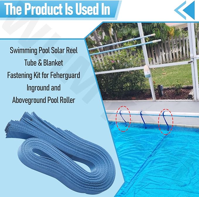 Tube and Solar Cover Fastening Kit FG-FASKIT for F-eherguard Inground and Aboveground Pool Roller - Includes 24 26" Straps, 24 Mounting Wcrews with Brackets, for Securing Solar Blankets to Solar Reels