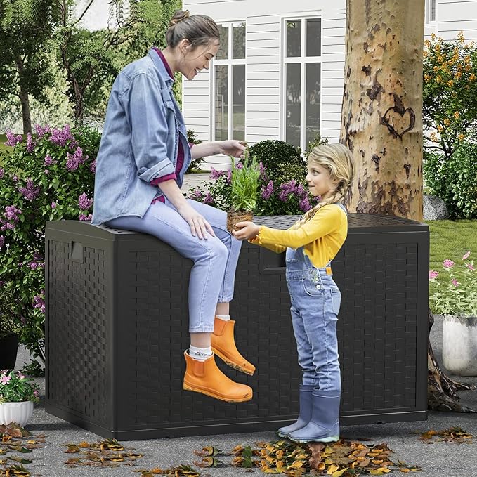 120 Gallon Resin Deck Box-Organization and Storage for Patio Cushions, Throw Pillows and Garden Tools