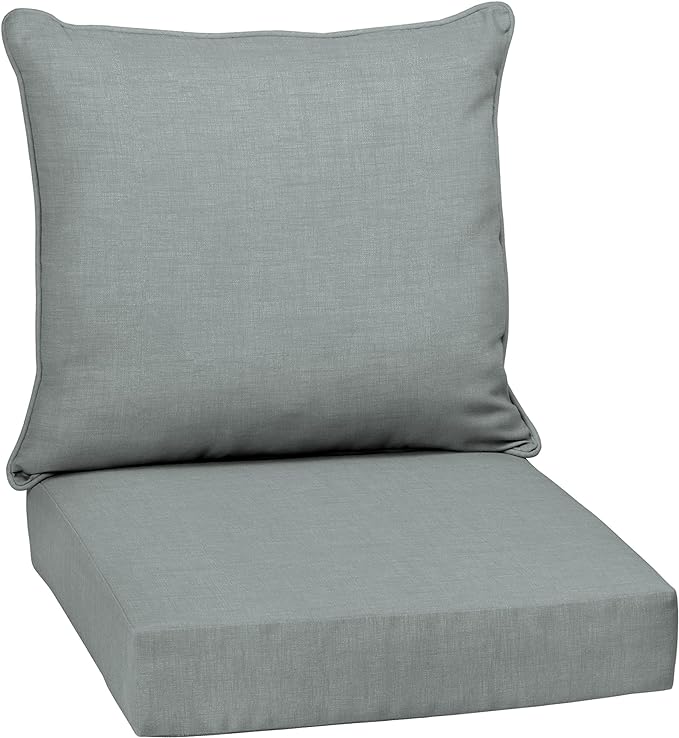 Arden Outdoor Deep Seat Cushion Set, 24 in x 24 in, Weather-Proof, Rain-Proof, Fade Resistant Patio Cushion for Chair, Sofa, and Couch Stone Grey Leala