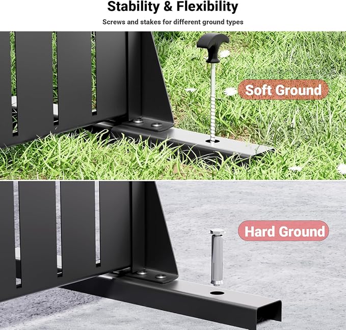 72" h x 47" w Outdoor Metal Privacy Screen, Freestanding Screen Panel with Stand, Privacy Fence and Room/Garden Divider, Weather-Resistant Steel for Patio, Garden, Balcony, or Backyard
