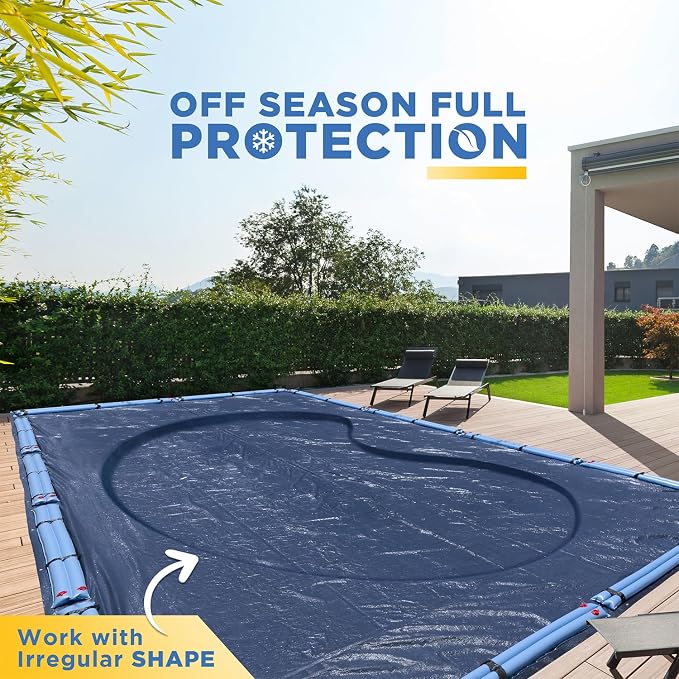 30-Ft x 50-Ft Pool Cover for Inground Pools - Rectangle Winter Pool Cover for Inground Pools, Extra Thick Material and Durable Design, Cold and UV-Resistance, Easy Installation, Navy Blue