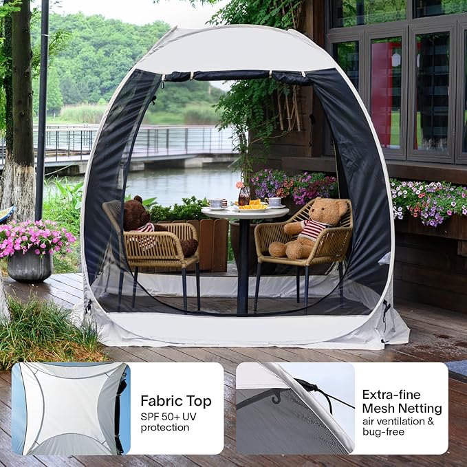 Alvantor Pop Up Screen House Tent, Instant Outdoor Gazebo with Mosquito Netting & UPF 50+ Sun Protection, Portable Canopy Shelter for Patio, Backyard, Camping (2-10 Person)