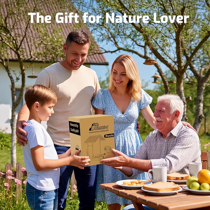 Smart Bird Feeder Camera with Vivid 2.5K Color Night Vision, Free AI Bird Identifier, Durable Squirrel-Resistant Metal Body, Solar Powered, Outdoor Gift for Mom Dad Birds Lovers