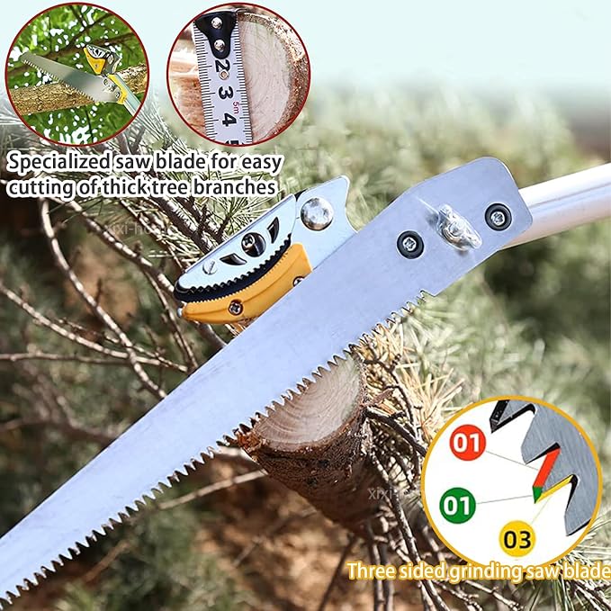 xixi-home Cut and Hold Pruners 4.2-7.2 Ft Long Reach Pole Saw Pruning Shears and Hold Bypass Pruner Extendable Tree Trimmer with Dedicated Serrations Telescoping Fruit Picker