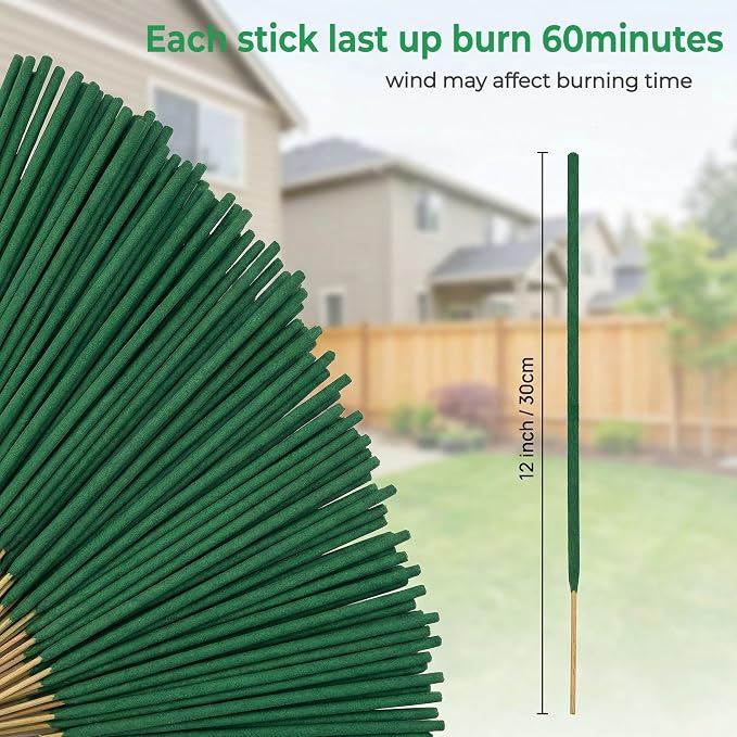 NomoBuzz Mosquito Repellent Incense Sticks - 240 Count, Plant-Based Bug Control with Citronella, Rosemary & Lemongrass, Ideal for Patio, Garden, Beach, Camping, Backyard