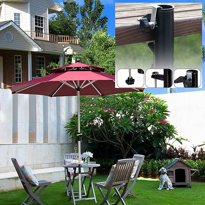 weallbuy Chair Umbrella Clamp Stand, Deck Umbrella Mount, Patio Umbrella Holder for Chair, Clamp Fixed Clip for Beach Fishing Outdoor Camping Boat Umbrella