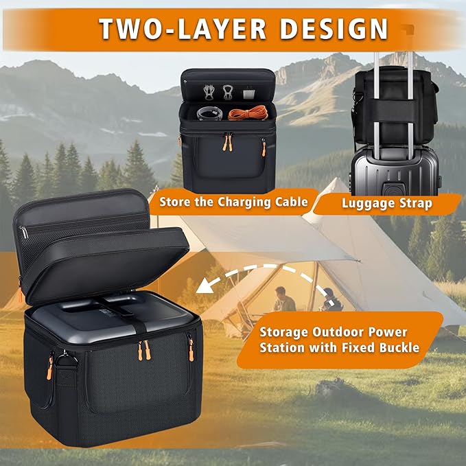 Portable Carrying Bag Compatible with BLUETTI Elite 100 V2/AC70/AC70P& Jackery Explorer 1000 V2，Power Station Storage Case for Accessories & Solar Generator，Adjustable Shoulder Strap（Only Bag）