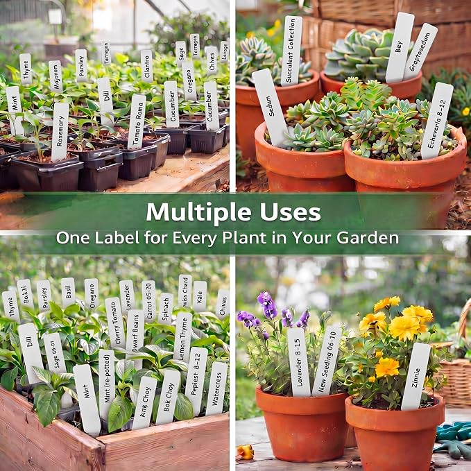 1000 Pcs 6 Inch Plastic Plant Labels Waterproof Garden Plant Tags Markers for Seedlings Greenhouse Accessories Outdoor Indoor Pot Garden Stake Essentials(White)