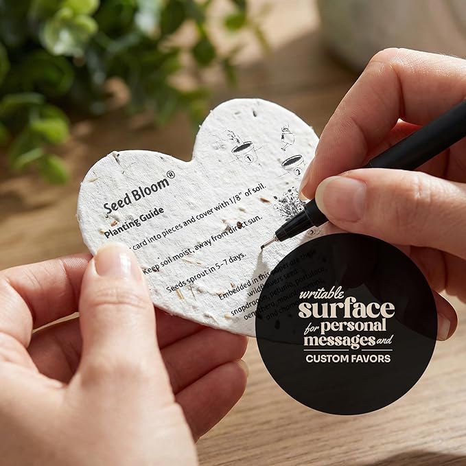50pcs Large Love Heart Seed Paper – Writable & Plantable Wildflower, Mom's Gift for Mother’s Day, Use for Wedding, Baby Shower, Heart Party Favors & Easter Decorations