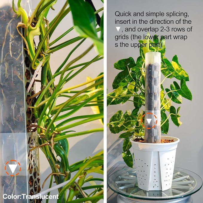 8 Pack 17 Inch Plastic Moss Pole for Monstera | Stackable Plant Support for Indoor Climbing Plants, Durable Plant Stake for Philodendron & Pothos