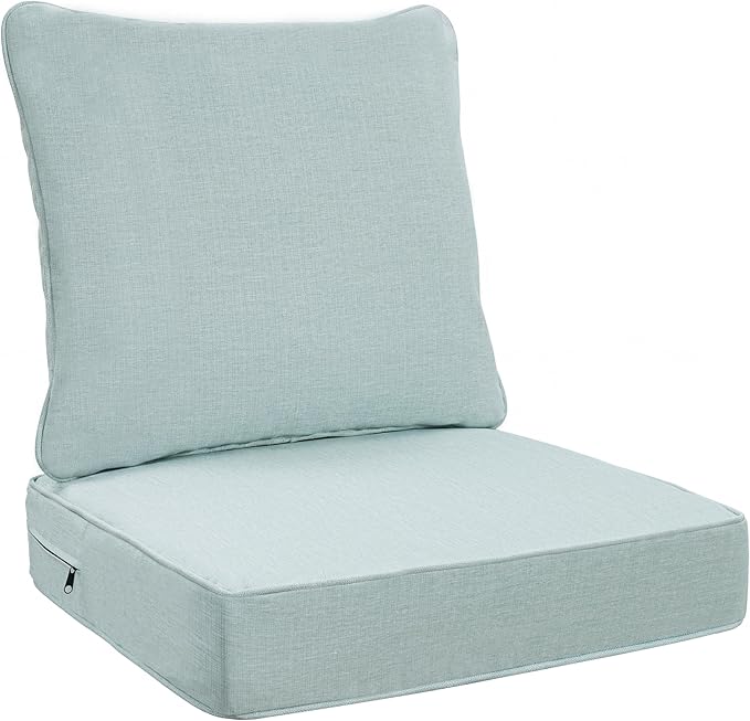 Art Leon Waterproof Outdoor Seat Cushion 24"x 24" 30D High Density Foam Patio Chair Cushions with Non-Slip Backing Patio Cushions for Patio Furniture Porch Swing Garden Bench Camping Stadium Grey