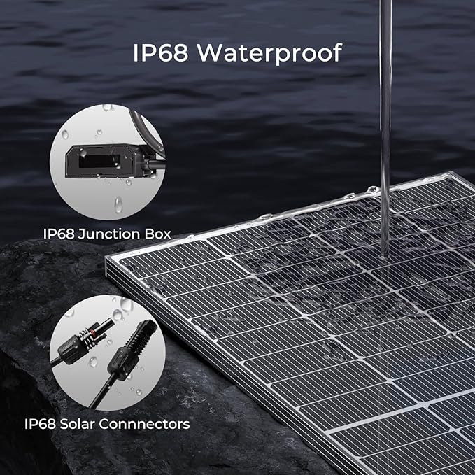 Renogy 250 Watt Solar Panel N-Type 16BB, 250W Bifacial Solar Panel 12V 25% High-Efficiency, N-Type Solar Cell Technology for RV Marine Home Roof Camp RV Boat