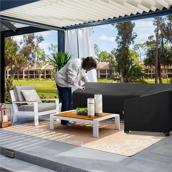 iBirdie Outdoor Patio Furniture Cover fit 100" x 130", 99" x 128", 98" x 126" L-Shaped Sectional Sofa, Waterproof Weatherproof Heavy Duty 600D Garden Cover for Outside L Shape Couch