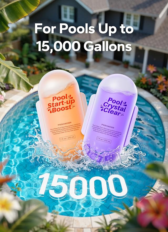 POOLHACKER 3 in 1 Pool Opening Kit - Pool Start Up Kit for Above Ground & Inground Pools, Easy to Use, Up to 15,000 Gallons