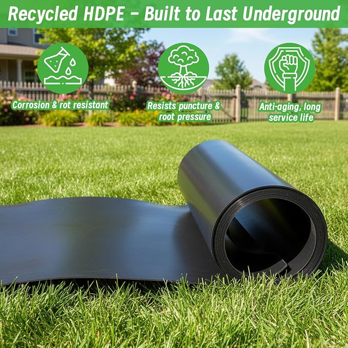 Convivium Tree Root Barrier Roll, 60mil Recycled HDPE Root & Bamboo Barrier for Landscaping, Heavy-Duty Root Blocker for Sidewalks, Driveways & Garden Edging (24in x 50ft x 60mil)