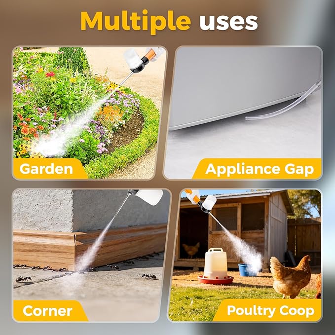 Diatomaceous Earth Powder Duster with Adjustable 4FT Rod, Clog-Free & Adjustable Output Pump, Ideal for Diatomaceous Earth Application, Powder Dispensing, Dusting Tasks & Indoor/Outdoor Gardening