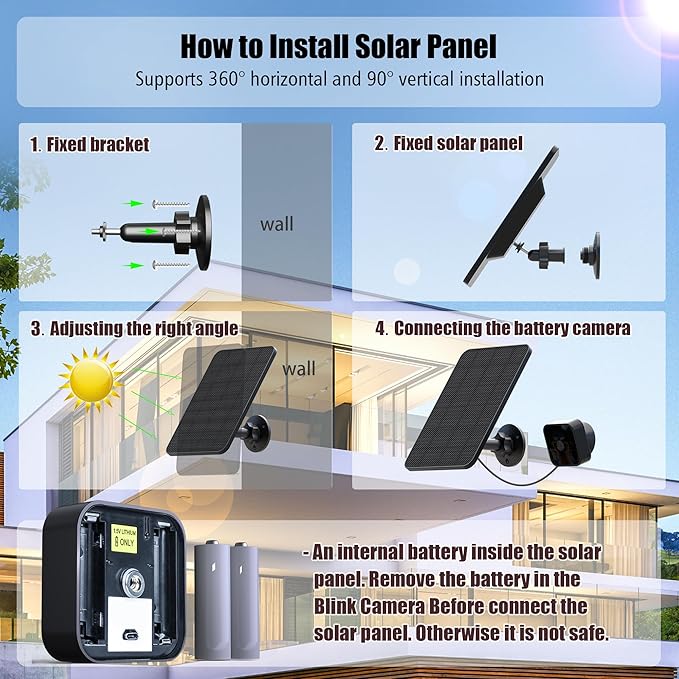 Rhorawill 3 Pack Solar Panel for Blink Outdoor 2K+/(3rd Gen) XT3/Outdoor 4(4th Gen) and XT/XT2 Camera(Not Included)/Blink Outdoor Camera,Solar Panel with Mount 13.1ft Cable Rubber Plug