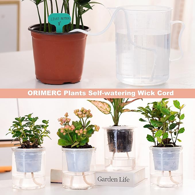 ORIMERC 2 inch Net Pots for Hydroponic Tower, 50 Pack Mesh Net Cups Come with Self Watering Wicking Rope&Plant Labels, for Hydroponic Garden Plants Baskets Aquaponics Vegetable Growing Indoor BPA Free