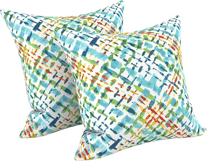 LVTXIII 2 Pack Outdoor Pillow Covers ONLY 18x18 Inch, Water-Repellent Square Decorative Cushion Covers for Patio Furniture, Garden, Sofa, Acapa Opal Geometric