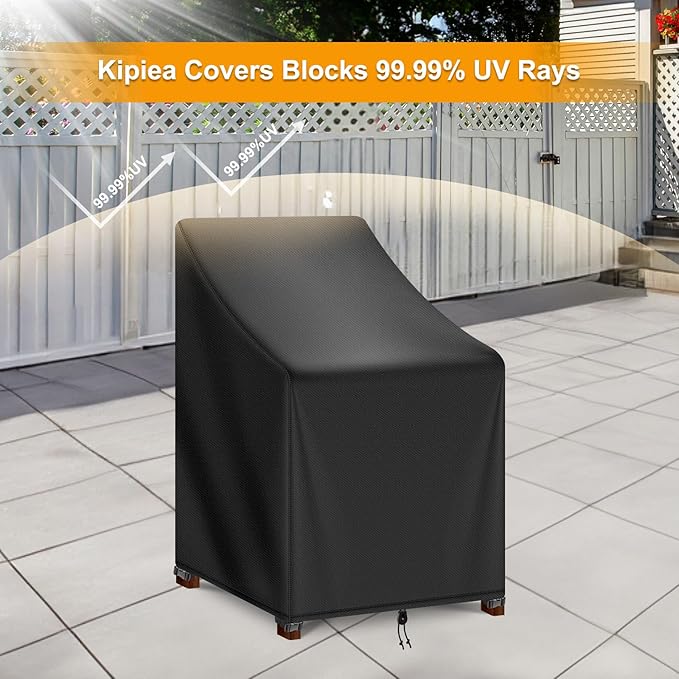 Kipiea Patio Chair Covers Waterproof Winter - Heavy Duty Lawn Outdoor Furniture Chair Covers with Anti UV and No Tears, No Fading (25.5" W x 25.5" D x 47" H)