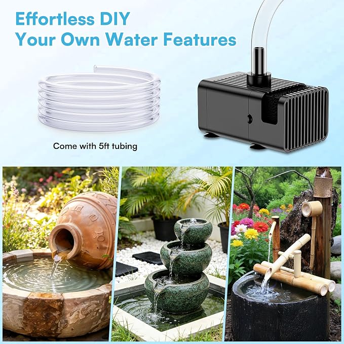 NFESOLAR 6.5W Solar Fountain Pump for Bird Bath, Solar Water Fountain with Dry-run Protection Water Pump, 8 Nozzles Modes, 5Ft Tubing for Pond, Bird Bath, Backyard DIY Water Feature Used