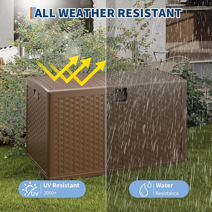 120 Gallon Resin Deck Box-Organization and Storage for Patio Cushions, Throw Pillows and Garden Tools