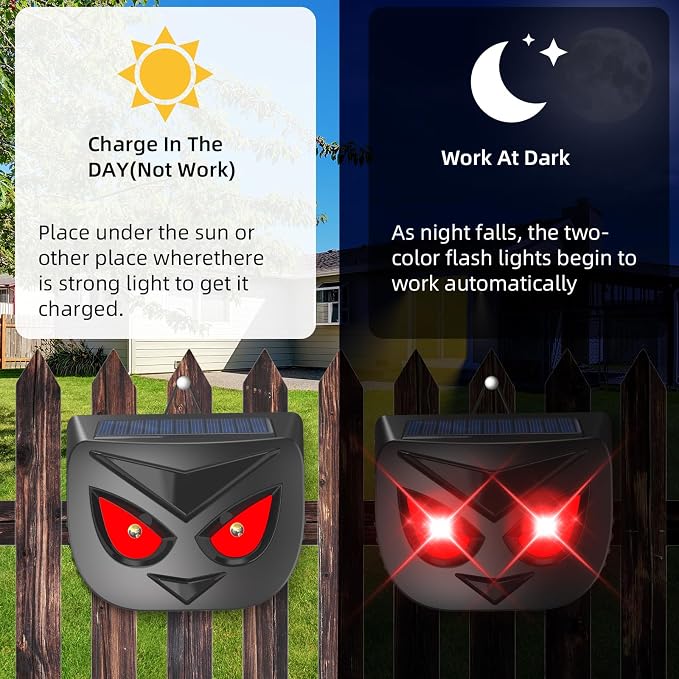 Coyote Deterrent Solar Animal Repellent Outdoor Predator Eyes Animal Deterrent for Deer Fox Skunk Raccoon Predator Light for Chicken Coop Yard Farm,4 Pack