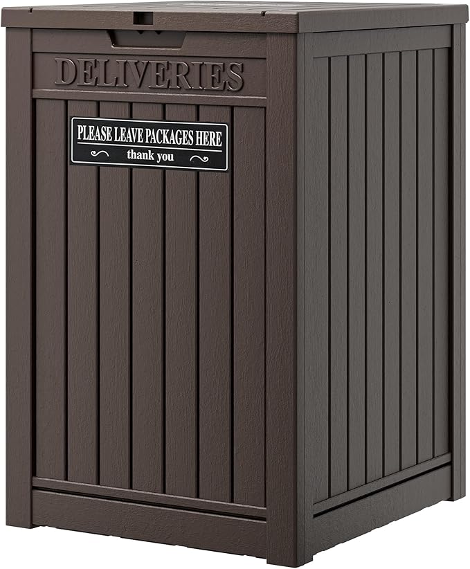 LHBGO Package Delivery Box for Outside, 48 Gallon Storage with Lockable Secure, Large Resin Outdoor Package Drop Container