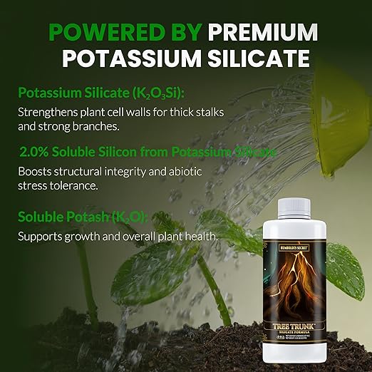 Humboldts Secret Tree Trunk | Potassium Silicate Additive | Liquid Fertilizer for Thicker Stalks, Stress Resistance & Branch Development | Indoor & Outdoor Plant Food, Hydroponic Nutrients, 8 Ounce