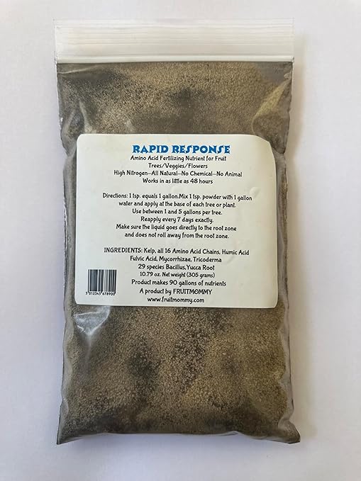 Fruitmommy Organic Solutions Rapid Response - Fast-Acting Water Soluble Organic Fertilizer for Vegetables, Plants, Flowers, & Fruit Trees
