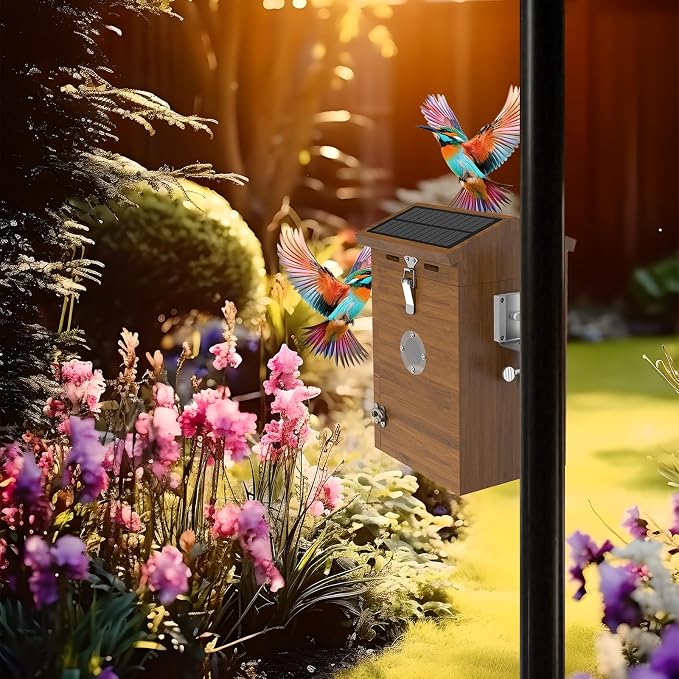 Smart Solar Powered WiFi Camera Birdhouse AI Bird Recognition | App Control Watch Bird Nesting Hatching in Real Time,IP65 Waterproof Teak Birdhouse