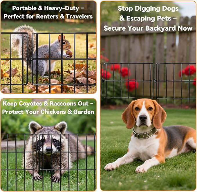 45 Pack Animal Barrier Fence, 45ft(L) x 13in(H) No Dig Fence for Dogs, 1.2in Gaps Anti Digging Fence for Dogs, Rustproof Metal Garden Fence Animal Barrier for Flower Beds & Patio