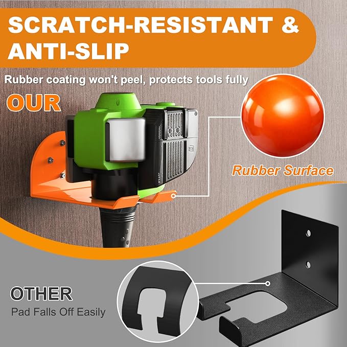 Weedeater Hanger, Heavy Duty Weed Eater Hanger Wall Mount, Garden Power Tool Holder with Rubber Coating for Grass Trimmer, Hedge Trimmer, Leaf Blower, Garage Organizer, 3 Pack