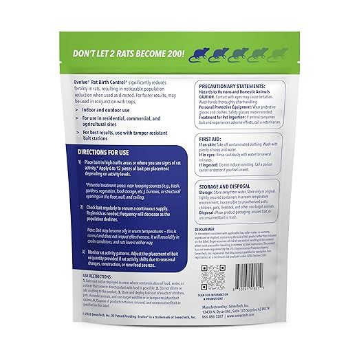 Evolve Rat Birth Control Soft Bait Sausages – 1.5 lbs | Scientifically Proven Rat Population Control | Not a Poison, Long-Term Population Management (Packaging May Vary)