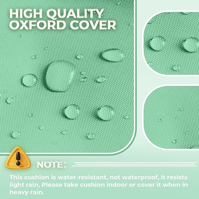 Outdoor Chaise Lounge Chair Cushion Waterproof 74.4 x 22 x 4.7 Inches Memory Foam Lounge Chair Cushions Replacement for Outdoor Furniture with Ties, Thickened Pool Lounge Chair Cushion, Cyan